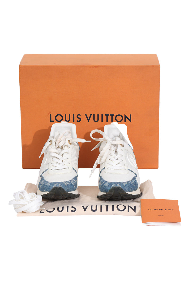 Louis Vuitton White Mesh Fabric And Blue Denim Runners 
