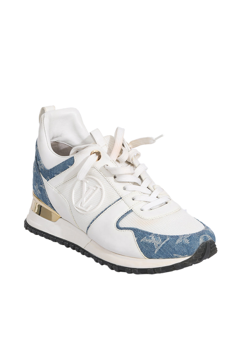 Louis Vuitton White Mesh Fabric And Blue Denim Runners 