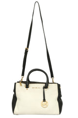 Michael Kors Black And White Leather Saffiano Satchel Bag 