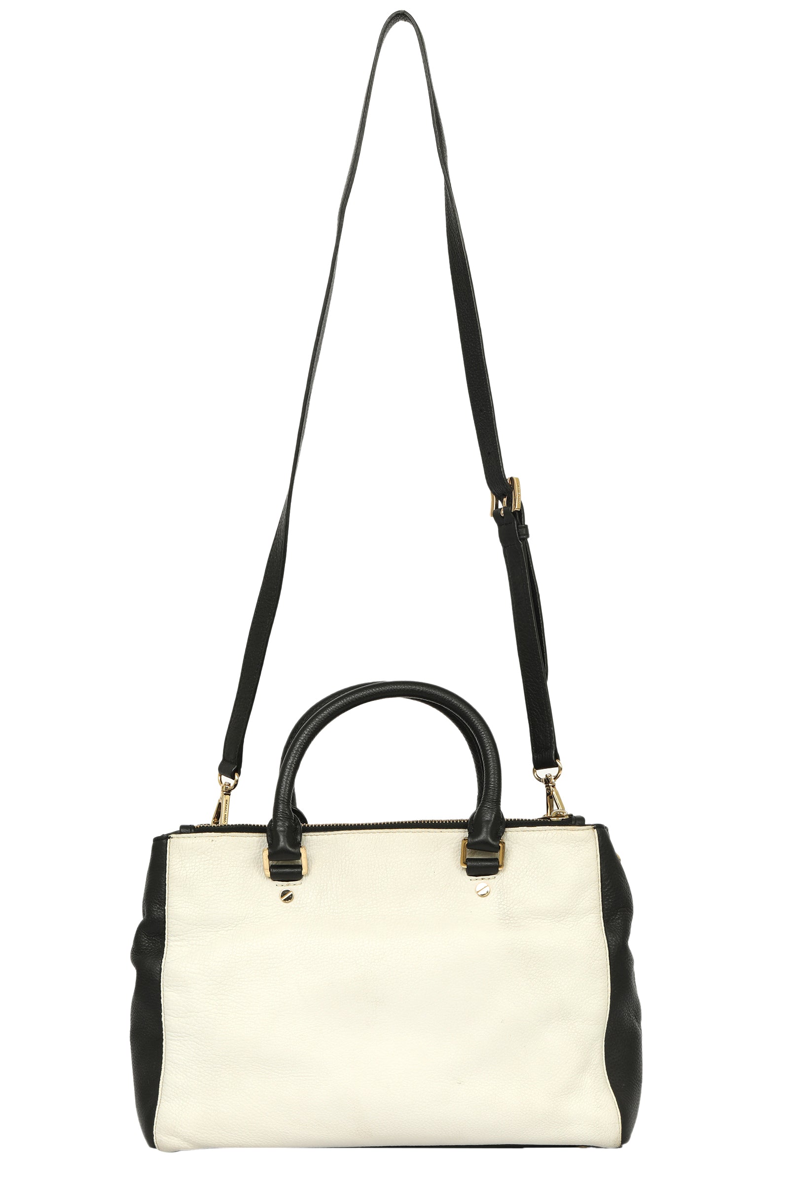 Michael Kors Black And White Leather Saffiano Satchel Bag 