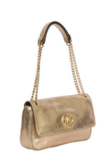 Michael Kors Gold Leather Fulton Shoulder Bag Rt175-10 