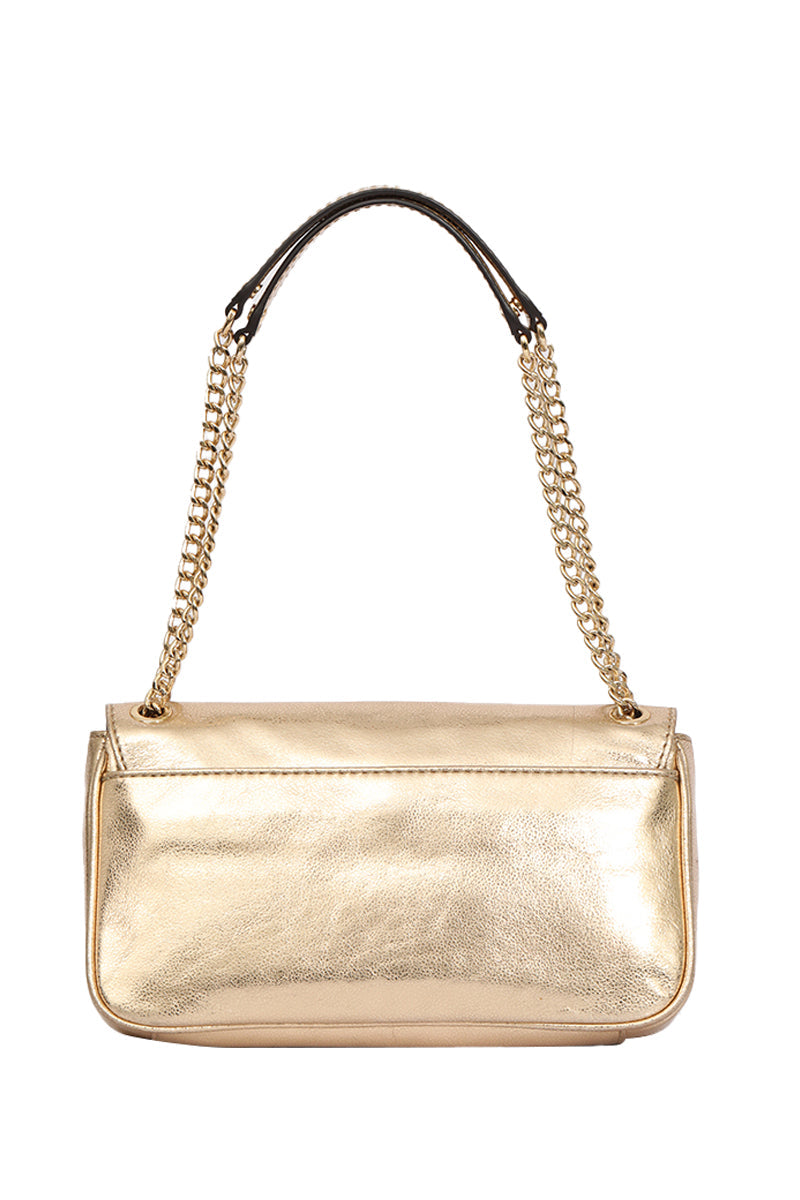 Michael Kors Gold Leather Fulton Shoulder Bag Rt175-10 