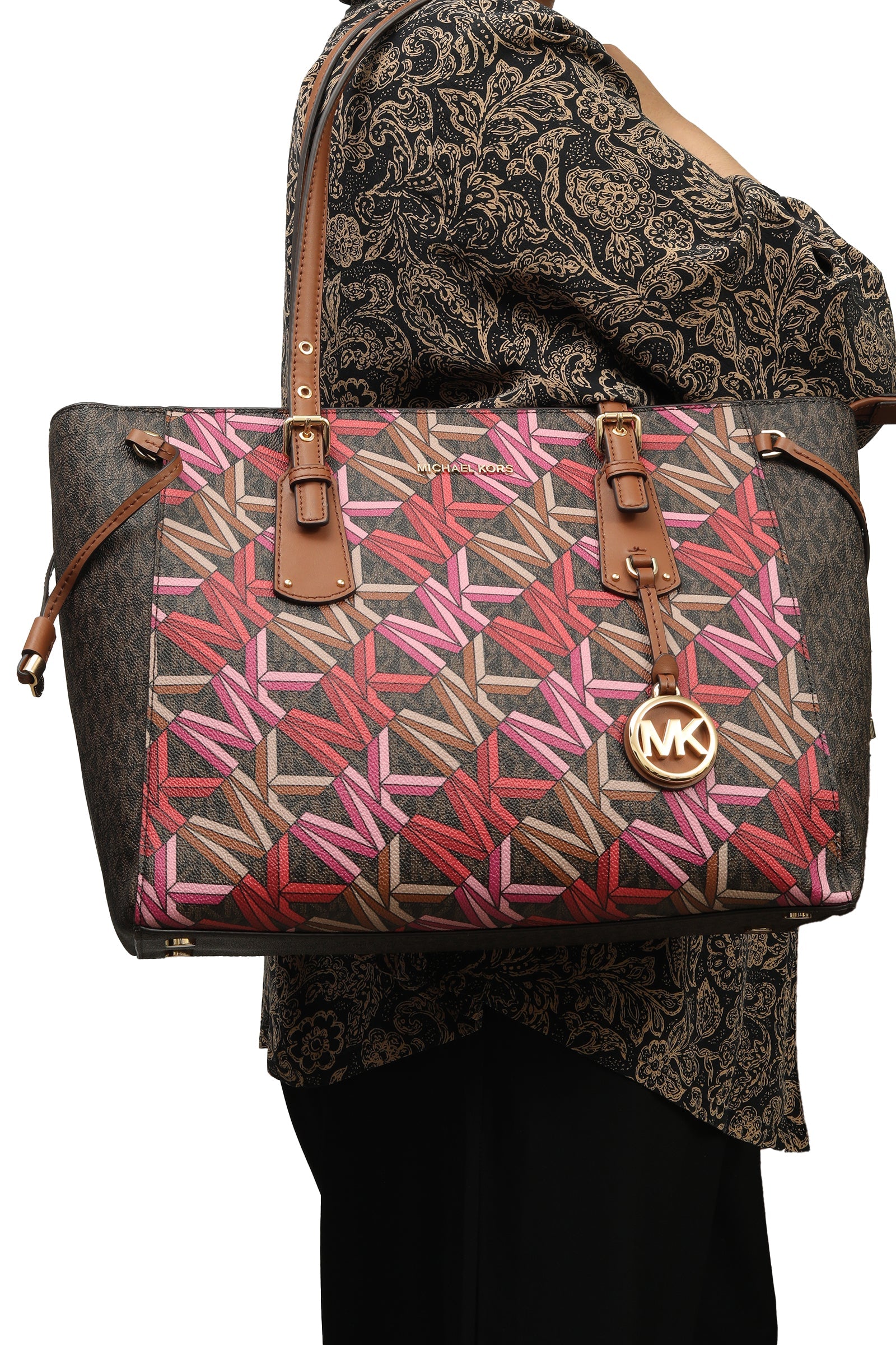 Michael Kors Multi Color Monogram Tote Bag 