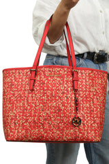 Michael Kors Red Toggle Tote Bag 