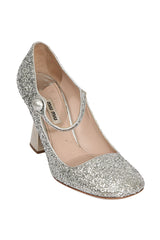 Miu Miu EU 39 Silver Glitter Heels 