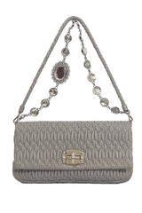 Miu Miu Matelasse Grey Shoulder Bag 