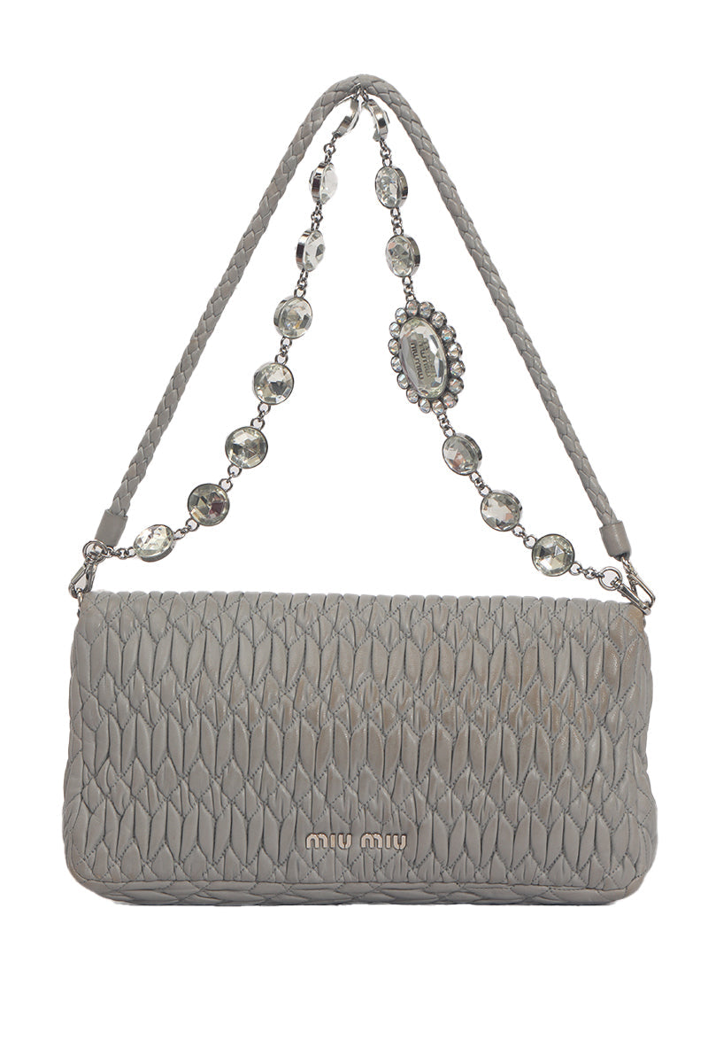 Miu Miu Matelasse Grey Shoulder Bag 