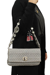 Miu Miu Matelasse Grey Shoulder Bag 
