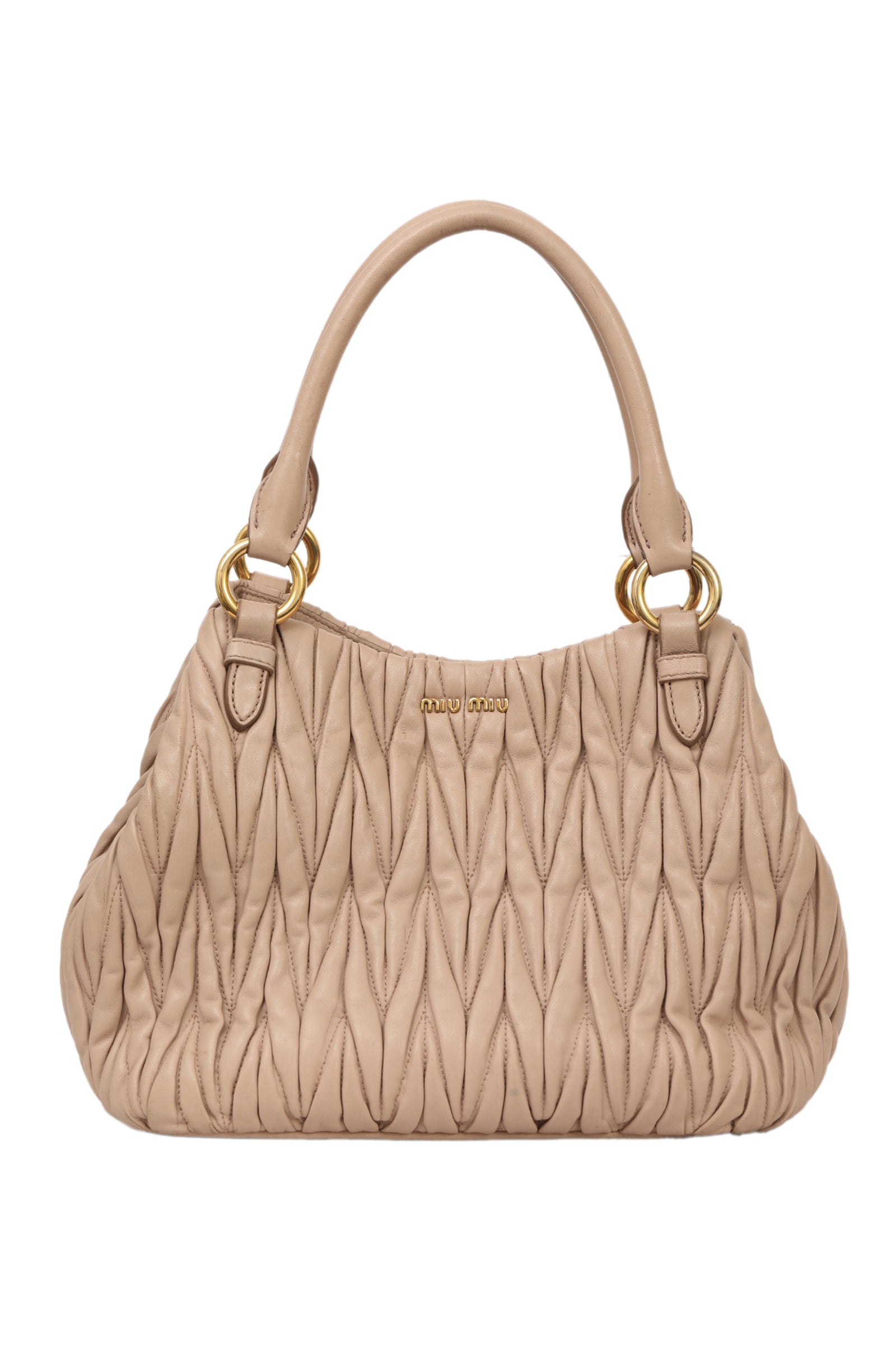 Miu Miu Nappa Matelasse Cammeo Leather Tote Bag 