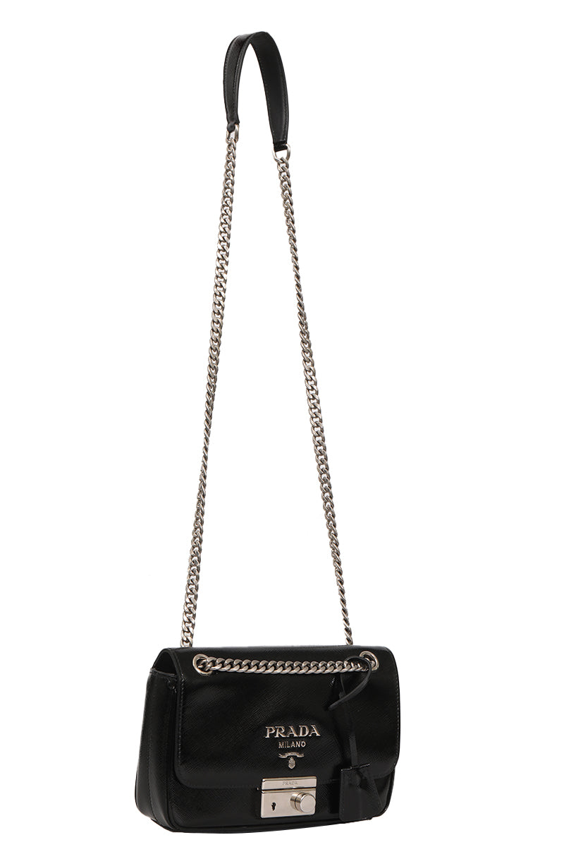 Prada Diagrammepatent Leather Handbag 