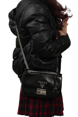 Prada Diagrammepatent Leather Handbag 