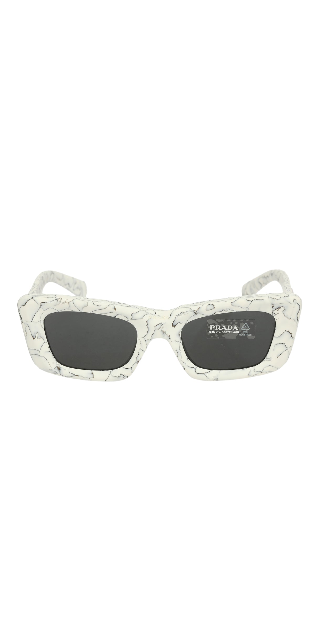Prada White Marble Acetate Sunglasses 