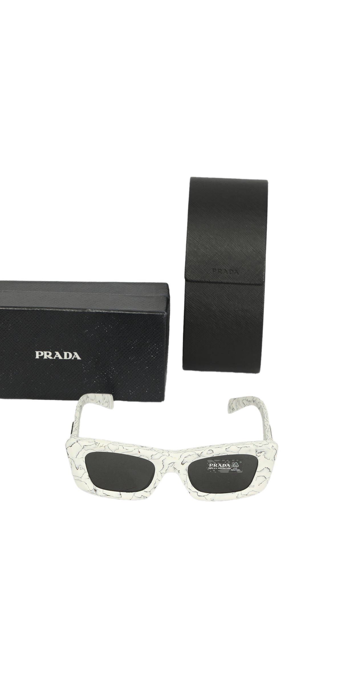 Prada White Marble Acetate Sunglasses 
