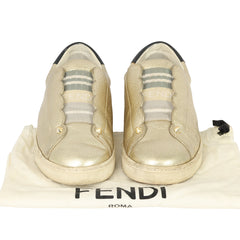 FENDI EU-37 METALLIC ROCKOCLICK SLIP ON SNEAKERS 