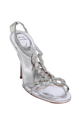 Rene Caovilla Embellished Silver Heels 