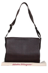 Salvatore Ferragamo Brown Leather Gancini Messenger Bag 