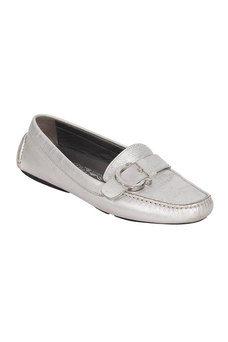 Salvatore Ferragamo Silver Loafers 