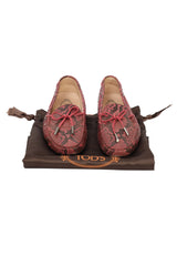 Tod'S EU 40 Red Python Leather Loafer 