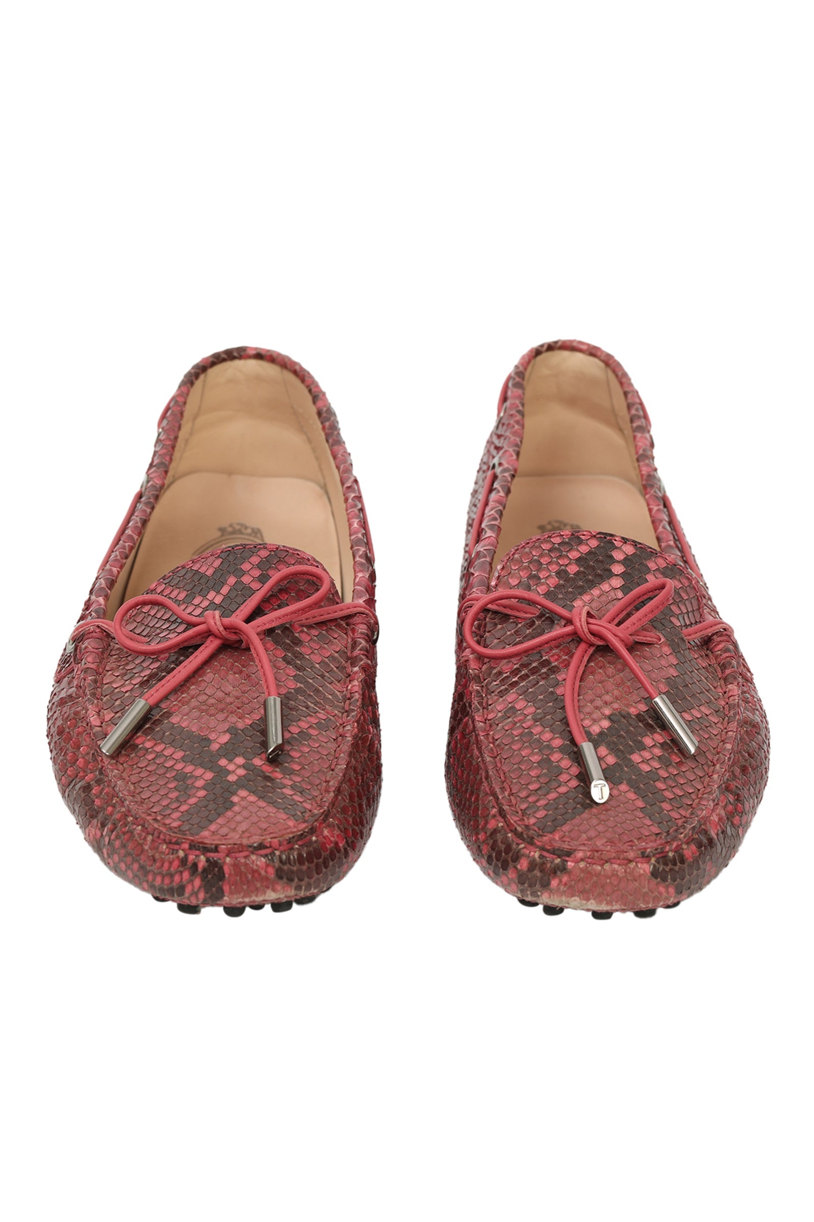 Tod'S EU 40 Red Python Leather Loafer 