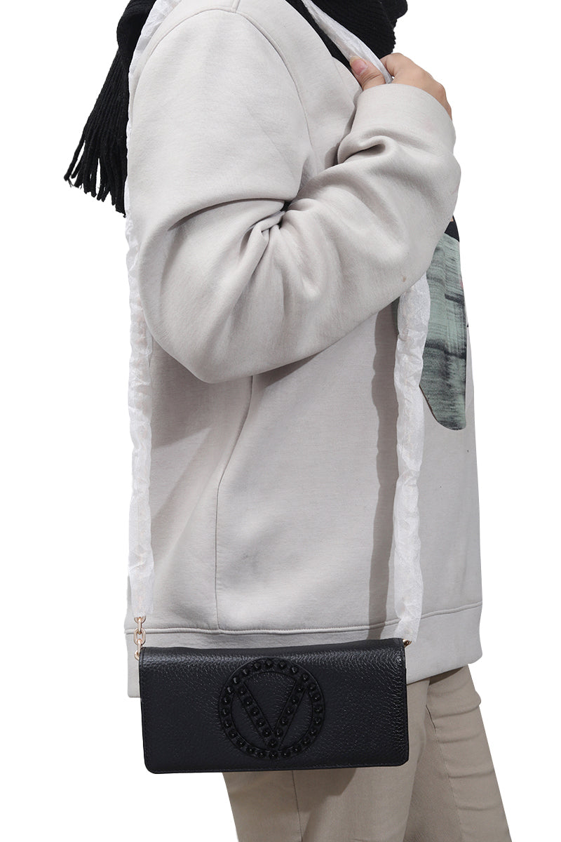 Valentino Black Wallet On Chain Studded Bag 