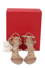 Valentino EU 38 Nude Rockstud Caged Sandal 