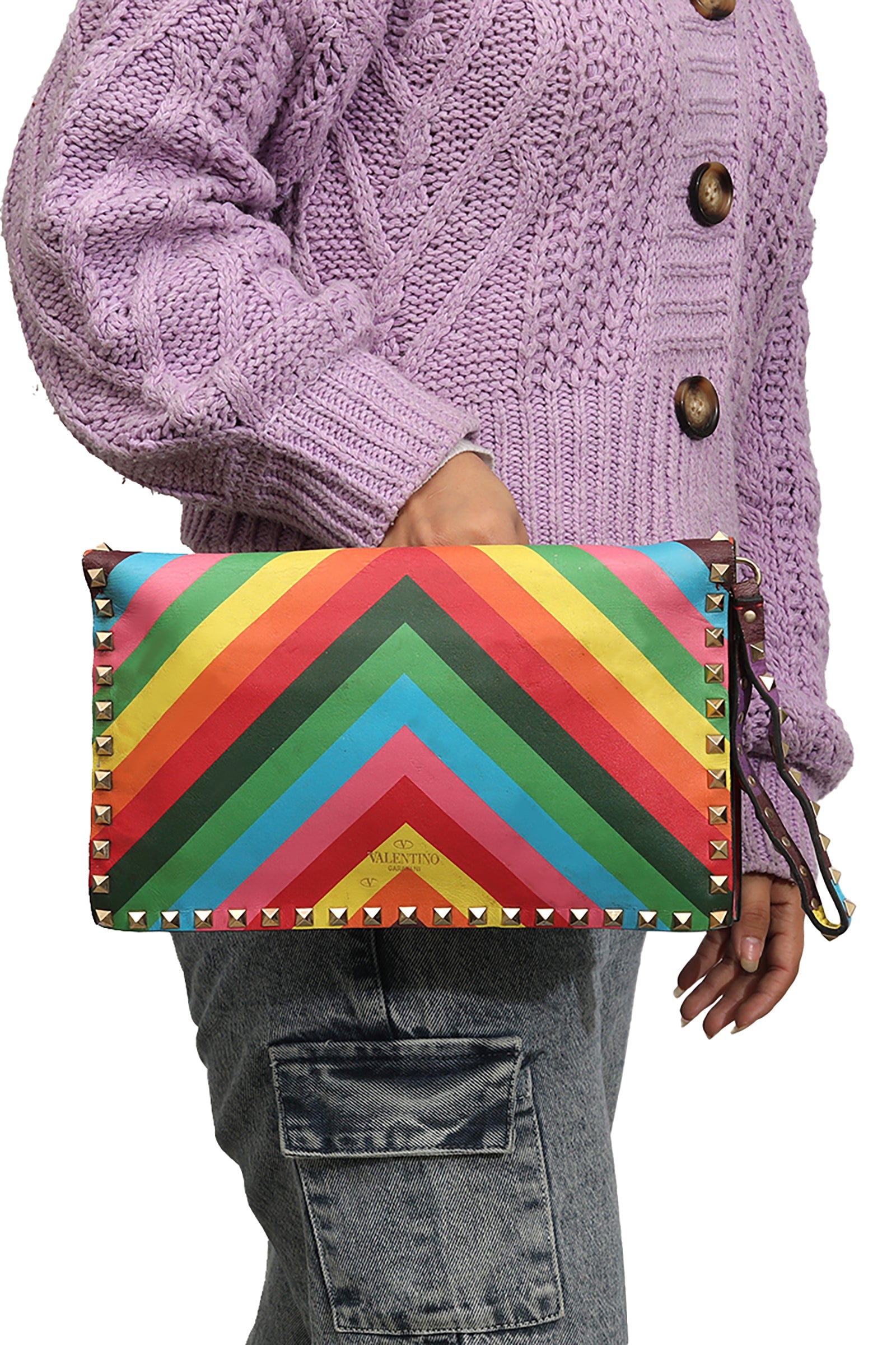 Valentino Garavanirockstud Multi Color Clutch 
