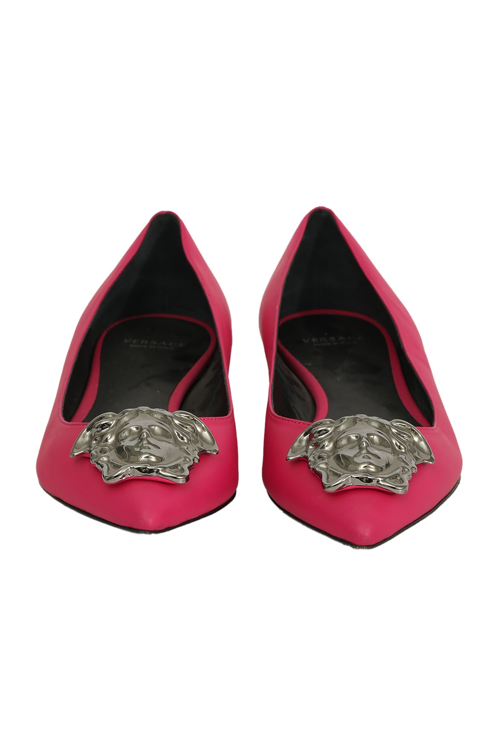 Versace EU 36 Pink Satin Medusa Pumps 