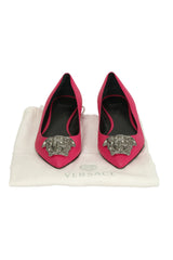 Versace EU 36 Pink Satin Medusa Pumps 