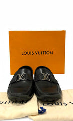 LOUIS VUITTON EU 43.5 / 9 HOCKENHEIM MOCCASINS LV INITIALS LOAFERS