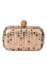 Alexander Mcqueen Golden Studs Skull Box Clutch