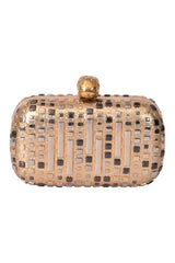 Alexander Mcqueen Golden Studs Skull Box Clutch
