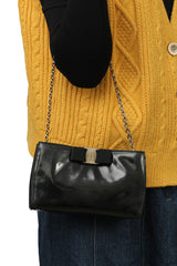 Salvatore Ferragamo Black Patent Leather Vara Bow Sling Bag