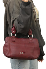 Balenciaga Maroon Bb Logo Leather Shoulder Bag
