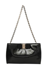 Salvatore Ferragamo Black Patent Leather Vara Bow Sling Bag