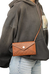 See By Chole Brown Monogram Embossed Wallet On Chain