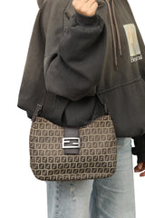 Fendi Bora Hobo Media Zucca Monogram Shoulder Bag