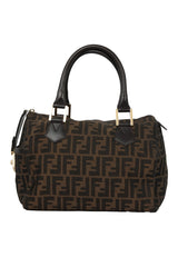 Fendi Zucca Chez Canvas Side Lock Boston Bag