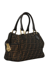 Fendi Zucca Chez Canvas Side Lock Boston Bag