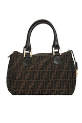 Fendi Zucca Chez Canvas Side Lock Boston Bag