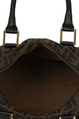 Fendi Zucca Chez Canvas Side Lock Boston Bag