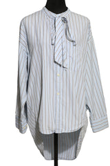 Balenciga 34 White/Blue Bow Shirt Dress