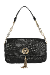 gianni-versace-black-patent-leather-medusa-head-tassel-shoulder-bag