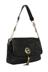 gianni-versace-black-patent-leather-medusa-head-tassel-shoulder-bag