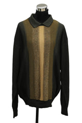 Yves Saint Laurent Size Xl Green/Yellow Stripped Polo Knitwear