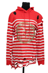 Balmain X Puma Small Red Stripped Distressed Hoodie