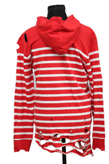 Balmain X Puma Small Red Stripped Distressed Hoodie