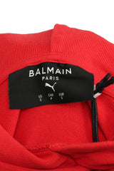 Balmain X Puma Small Red Stripped Distressed Hoodie
