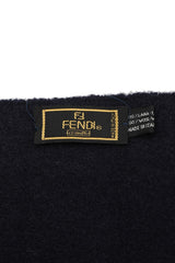 Fendi Navy Blue And Gray Logo Muffler