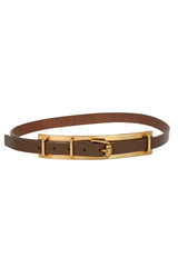 Gucci 85Cm I 34 Inch Brown Leather Metal Plate Buckle Belt