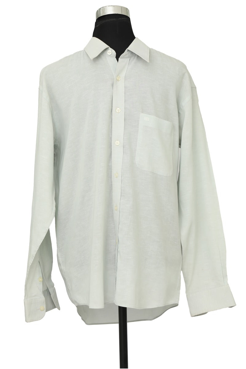 Balenciaga Size 105 Blue Gray Logo Mens Formal Shirt